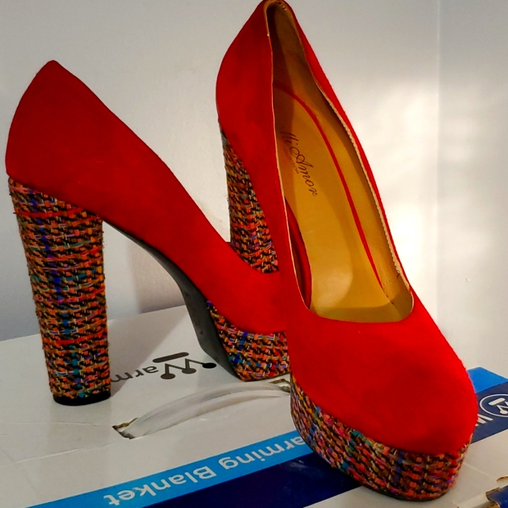 Red sueded heels